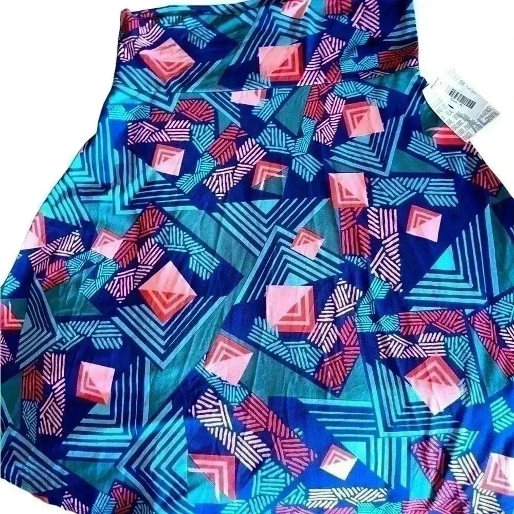 Lularoe‎ Blue XL Geometric a line Azure Skirt . NWT. Pink , coral, turquoise .